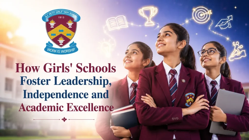 3 school girls visioning the sucess and leadership