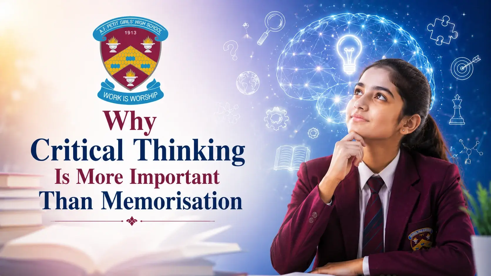School Girl Critically Thinking