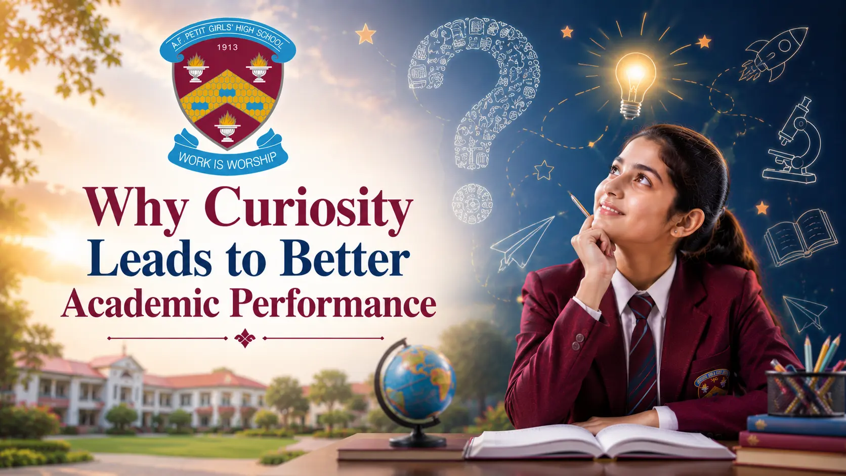 School Girl thinking Curiosly about something